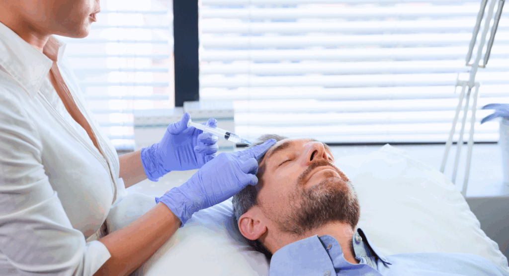 Aesthetic specialist performing anti-wrinkle injection, demonstrating clinical approach to long-lasting results.