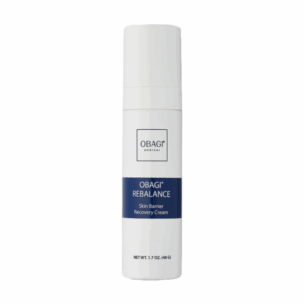 Obagi Rebalance Skin Barrier Recovery Cream bottle, 1.7 oz (48 g), white container with blue label section