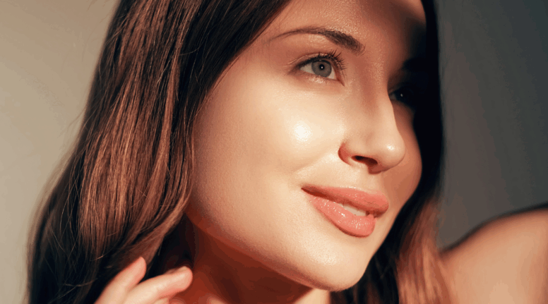 Close-up of glowing, healthy skin representing strong skin barrier supported by polynucleotide treatment.